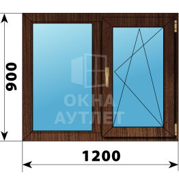 Двухстворчатое окно из дуба 1200×900 Г-ПО ОА-46335