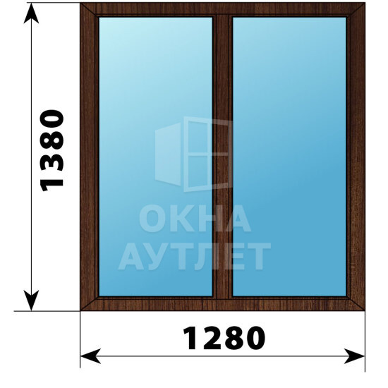 Двухстворчатое окно из дуба 1280×1380 Г-Г ОА-49868