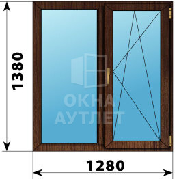 Двухстворчатое окно из дуба 1280×1380 Г-ПО ОА-50342