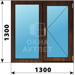 Двухстворчатое окно из дуба 1300×1300 Г-П ОА-46878