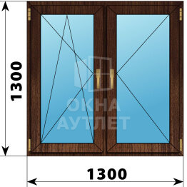Двухстворчатое окно из дуба 1300×1300 ПО-П ОА-47469