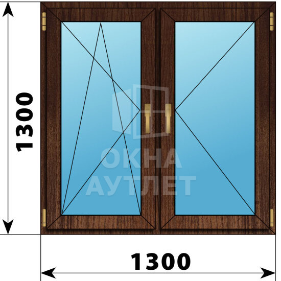 Двухстворчатое окно из дуба 1300×1300 ПО-П ОА-47469