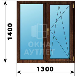 Двухстворчатое окно из дуба 1300×1400 Г-ПО ОА-50321