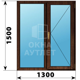 Двухстворчатое окно из дуба 1300×1500 Г-П ОА-50312
