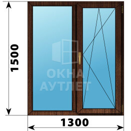 Двухстворчатое окно из дуба 1300×1500 Г-ПО ОА-50357