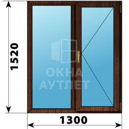 Двухстворчатое окно из дуба 1300×1520 Г-П ОА-47217