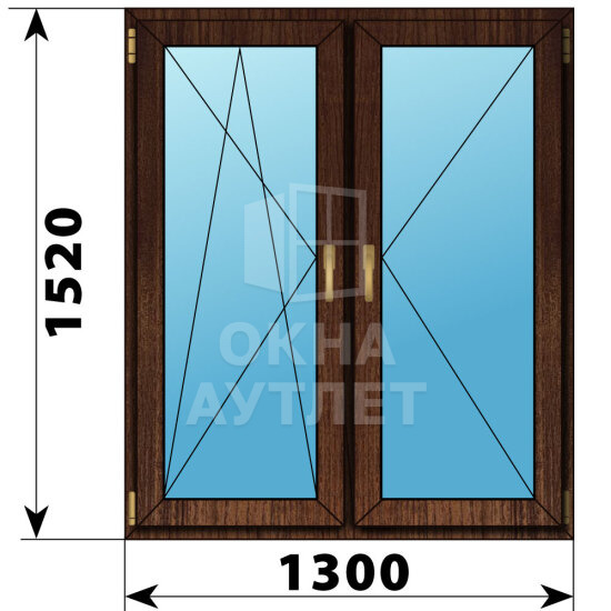 Двухстворчатое окно из дуба 1300×1520 ПО-П ОА-47799