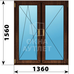 Двухстворчатое окно из дуба 1330×1560 ПО-П ОА-47574