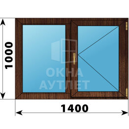 Двухстворчатое окно из дуба 1400×1000 Г-П ОА-50414