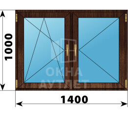 Двухстворчатое окно из дуба 1400×1000 ПО-П ОА-50792