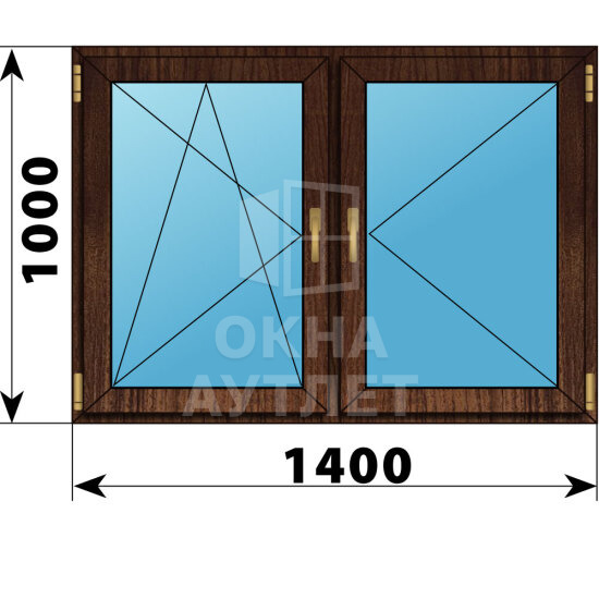Двухстворчатое окно из дуба 1400×1000 ПО-П ОА-50792