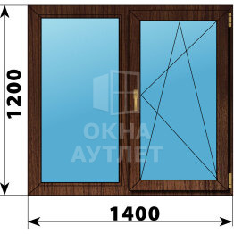Двухстворчатое окно из дуба 1400×1200 Г-ПО ОА-50465