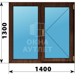 Двухстворчатое окно из дуба 1400×1300 Г-П ОА-46353