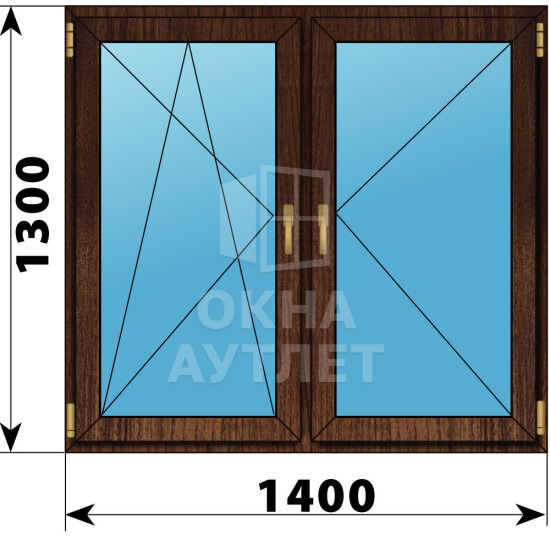 Двухстворчатое окно из дуба 1400×1300 ПО-П ОА-50390