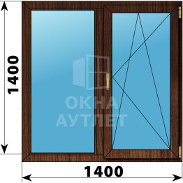 Двухстворчатое окно из дуба 1400×1400 Г-ПО ОА-46581