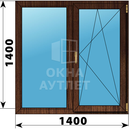 Двухстворчатое окно из дуба 1400×1400 Г-ПО ОА-46581