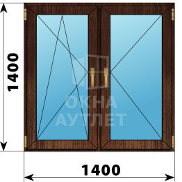 Двухстворчатое окно из дуба 1400×1400 ПО-П ОА-50480