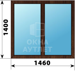 Двухстворчатое окно из дуба 1460×1400 Г-Г ОА-45021