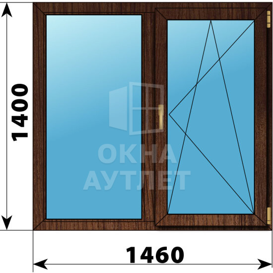Двухстворчатое окно из дуба 1460×1400 Г-ПО ОА-46449