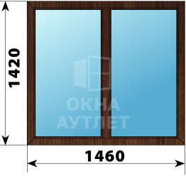 Двухстворчатое окно из дуба 1460×1420 Г-Г ОА-45876