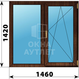 Двухстворчатое окно из дуба 1460×1420 Г-ПО ОА-46749