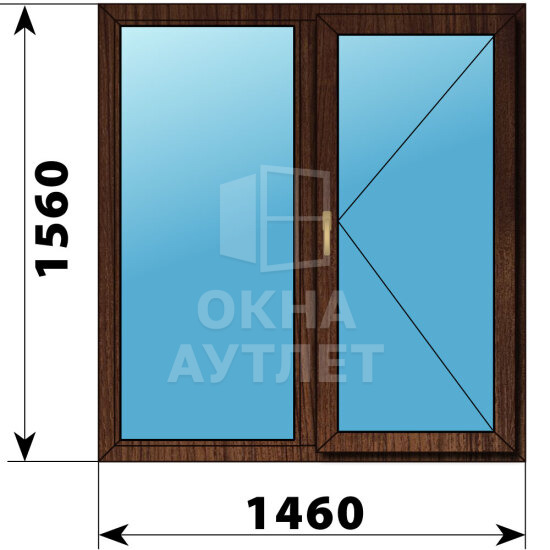 Двухстворчатое окно из дуба 1460×1560 Г-П ОА-46905