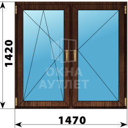 Двухстворчатое окно из дуба 1470×1420 ПО-П ОА-47640