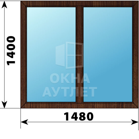 Двухстворчатое окно из дуба 1480×1400 Г-Г ОА-46245
