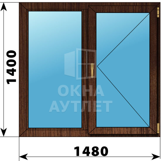 Двухстворчатое окно из дуба 1480×1400 Г-П ОА-50420