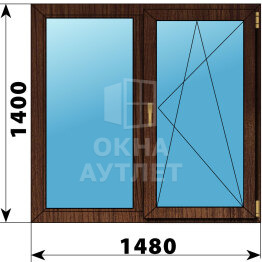 Двухстворчатое окно из дуба 1480×1400 Г-ПО ОА-47100