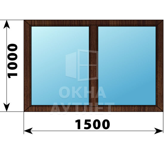Двухстворчатое окно из дуба 1500×1000 Г-Г ОА-49988