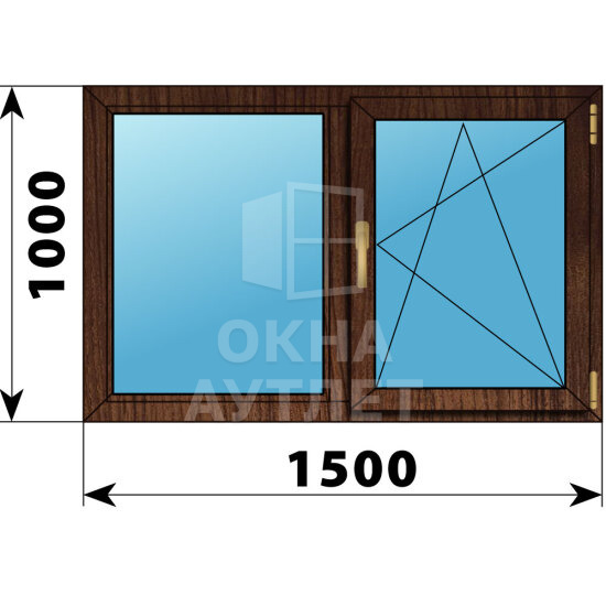 Двухстворчатое окно из дуба 1500×1000 Г-ПО ОА-47133