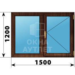 Двухстворчатое окно из дуба 1500×1200 Г-П ОА-47145