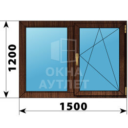 Двухстворчатое окно из дуба 1500×1200 Г-ПО ОА-47202