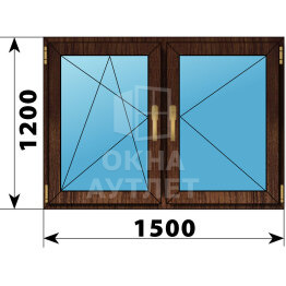 Двухстворчатое окно из дуба 1500×1200 ПО-П ОА-47733