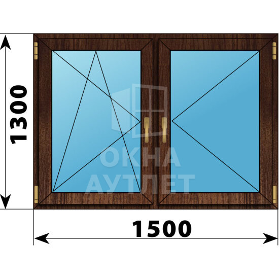Двухстворчатое окно из дуба 1500×1300 ПО-П ОА-47427