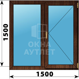 Двухстворчатое окно из дуба 1500×1500 Г-П ОА-46959