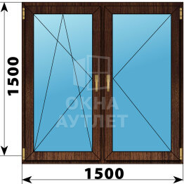 Двухстворчатое окно из дуба 1500×1500 ПО-П ОА-47553