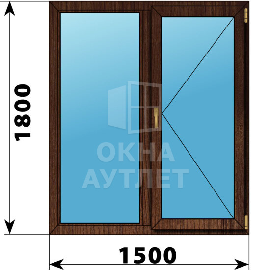 Двухстворчатое окно из дуба 1500×1800 Г-П ОА-47166