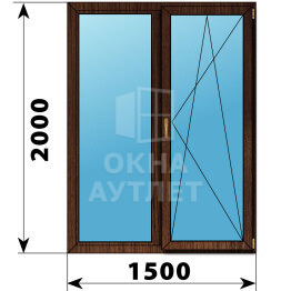 Двухстворчатое окно из дуба 1500×2000 Г-ПО ОА-47283