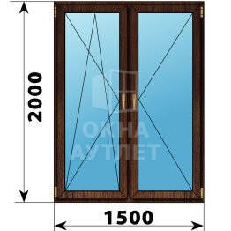 Двухстворчатое окно из дуба 1500×2000 ПО-П ОА-50978