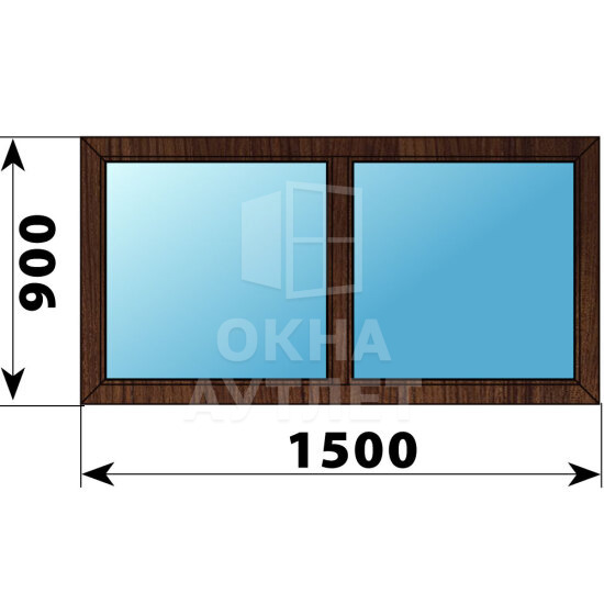 Двухстворчатое окно из дуба 1500×900 Г-Г ОА-46248