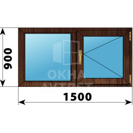 Двухстворчатое окно из дуба 1500×900 Г-П ОА-47058