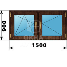 Двухстворчатое окно из дуба 1500×900 ПО-П ОА-47670