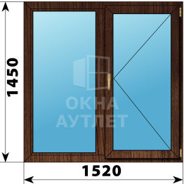 Двухстворчатое окно из дуба 1520×1450 Г-П ОА-50756