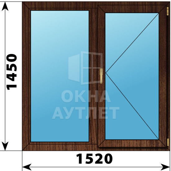 Двухстворчатое окно из дуба 1520×1450 Г-П ОА-50756