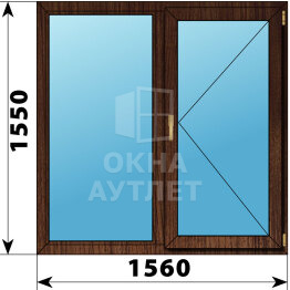 Двухстворчатое окно из дуба 1560×1550 Г-П ОА-50909