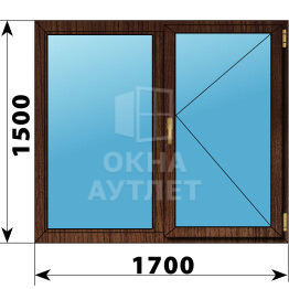 Двухстворчатое окно из дуба 1700×1500 Г-П ОА-50447