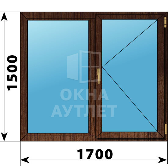 Двухстворчатое окно из дуба 1700×1500 Г-П ОА-50447