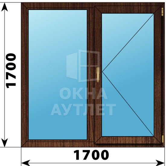 Двухстворчатое окно из дуба 1700×1700 Г-П ОА-47343